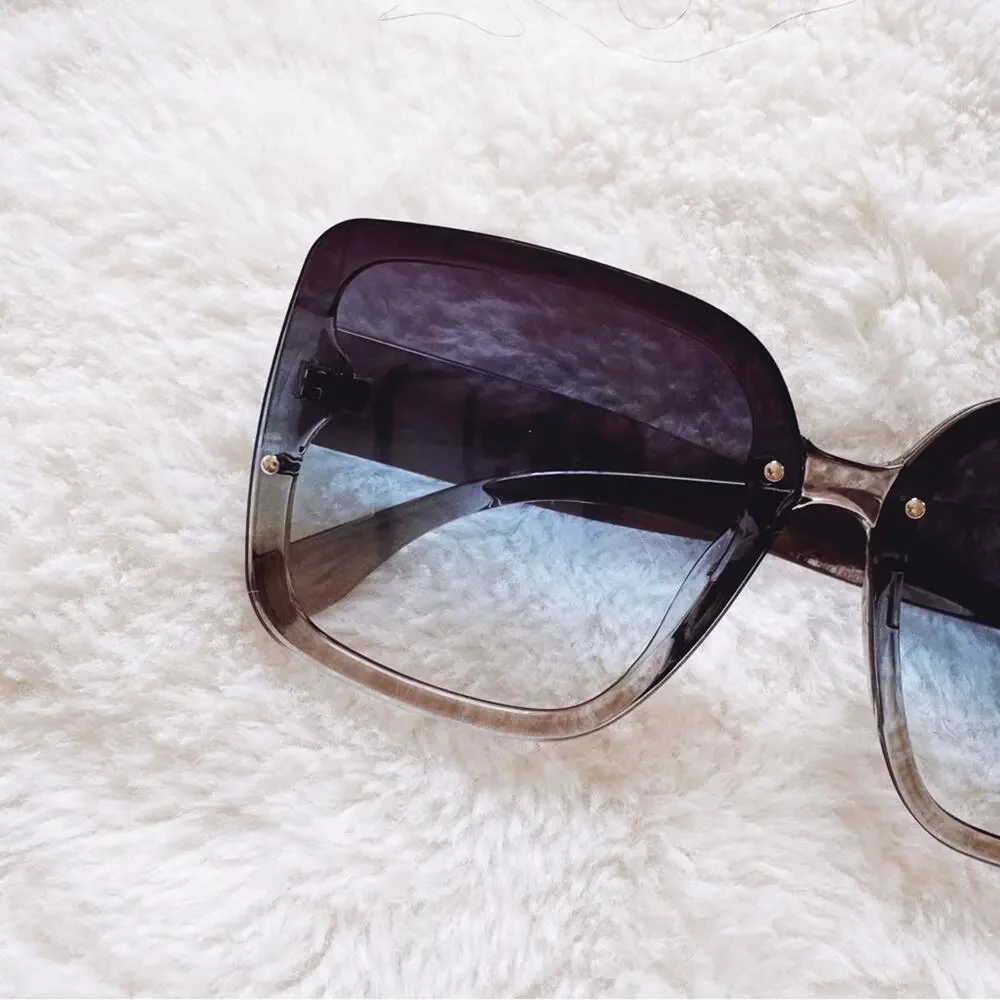 Abby Clear Blue Square Frame Sunglasses - Picture 2 of 10